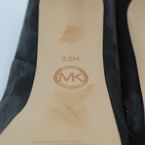 Michael Kors Booties Womens 9.5 Gray Suede High Heel Ankle Boots Zip Logo Lock - Picture 7 of 12